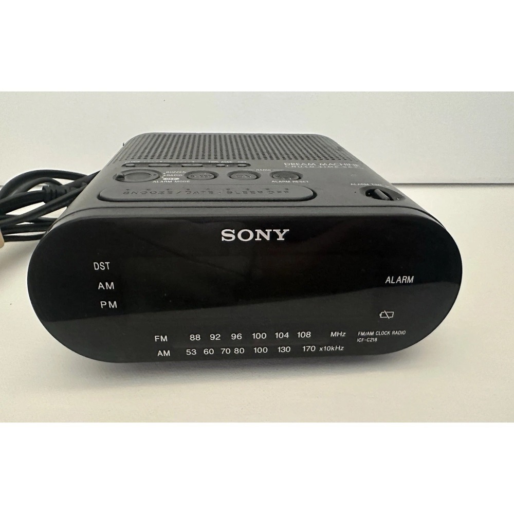 Sony Dream Machine Black ICF-C218 FM/AM Alarm Clock Radio Tested & Works